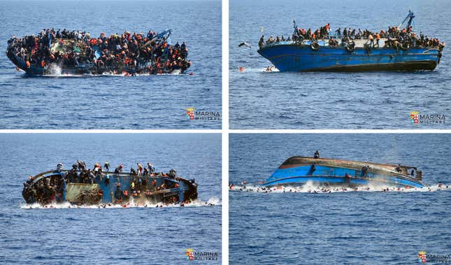 Image for article titled Over 500 migrants were miraculously saved from a capsized boat outside the Libyan coast