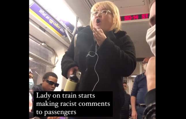 Image for article titled Black Twitter Reacts: Lady on NY Subway Goes on Haywire Racist Tangent