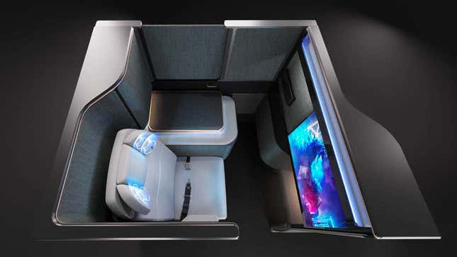 Imagen para el artículo titulado Estos asientos de avión con altavoces son otra razón para volar con auriculares con cancelación de ruido