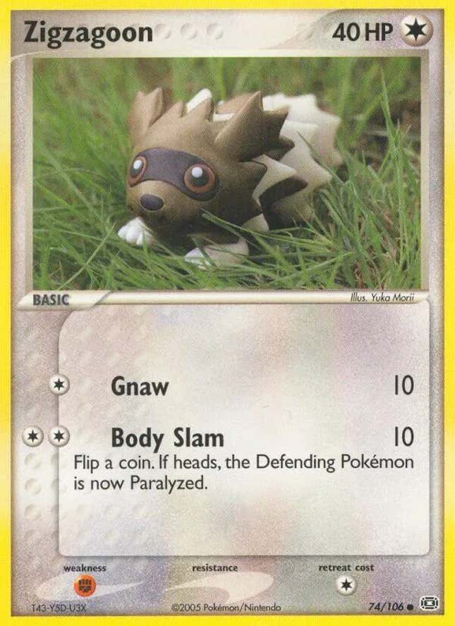 A Zigzagoon Pokemon card.