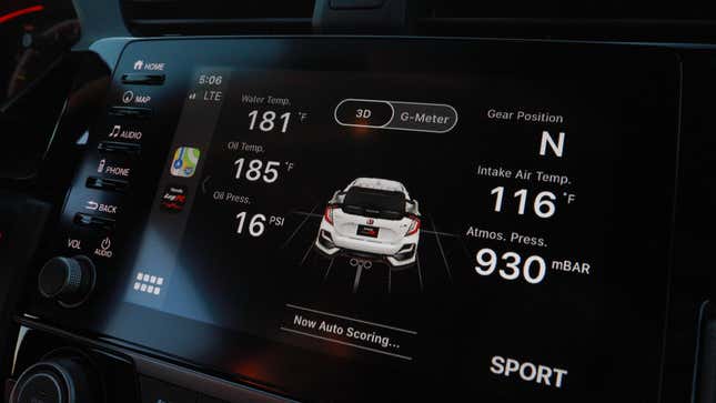 A view of the infotainment system using the Honda LogR app