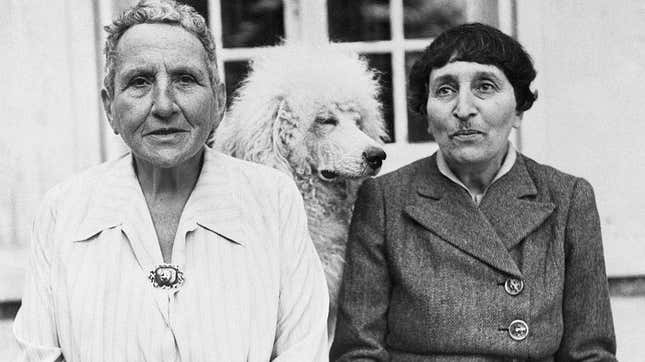 Gertrude Stein, Alice B. Toklas, and Basket the poodle in 1944