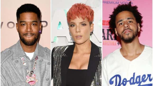 L to R: Kid Cudi, Halsey, and J. Cole