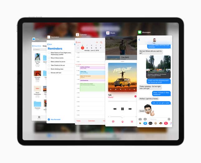 Opening multiple slide-over apps on the iPad.