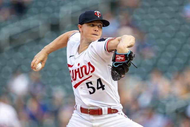 May 23, 2023; Minneapolis, Minnesota, USA; Minnesota Twins starting pitcher Sonny Gray (54) delivers a pitch in the first inning against the San Francisco Giants at Target Field.