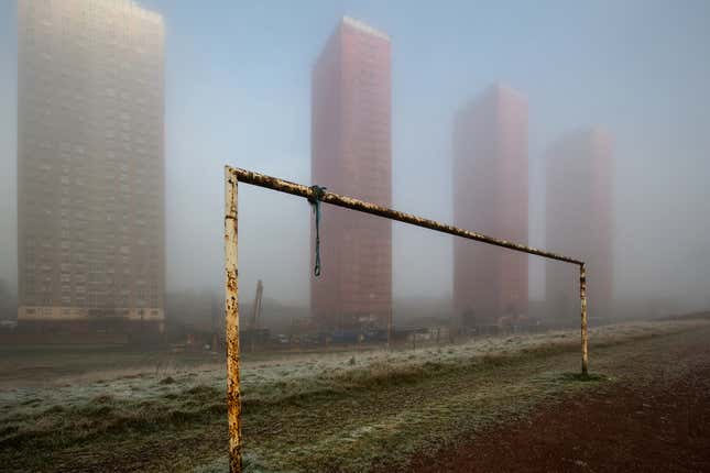 High-rise flats in the mist