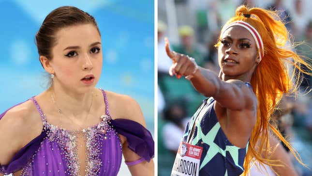 Kamila Valieva is skating in the Olympics while Sha’Carri Richardson couldn’t run in the Summer Games.