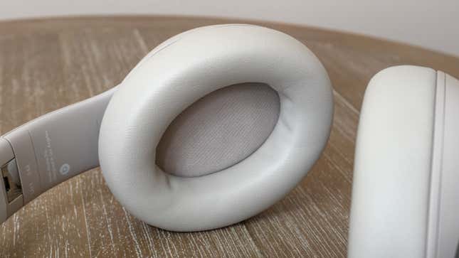 A close-up of the Beats Studio Pro wireless headphone's left foam earcup.