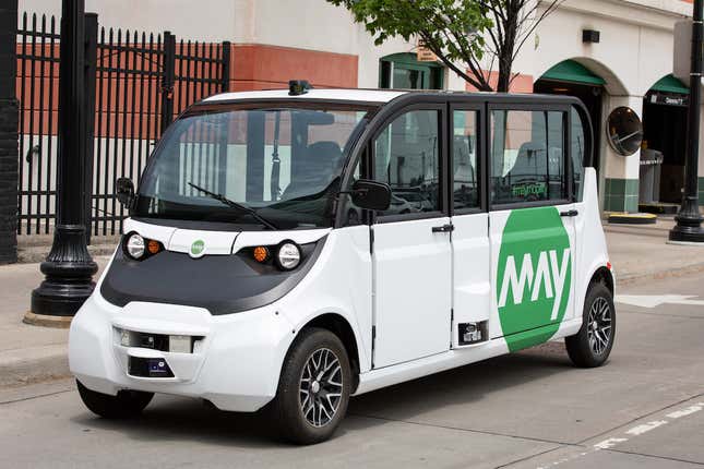 Not sexy, but useful. May Mobility’s autonomous shuttle.