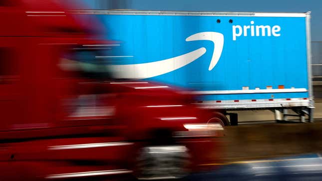 An Amazon Prime truck is pictured as it crosses the George Washington Bridge on Interstate Route 95 during Amazon's two-day "Prime Early Access Sale" shopping event for Amazon members in New York City, New York, U.S., October 11, 2022.