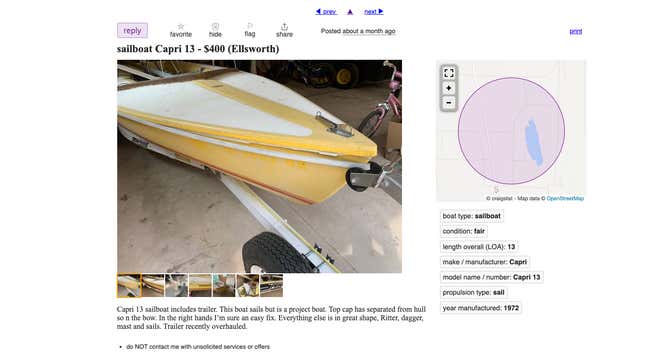 Image for article titled Here&#39;s How You Buy A Cheap Sailboat And Get Out On The Water This Summer