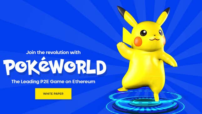 The PokeWorld website, showing Pikachu.