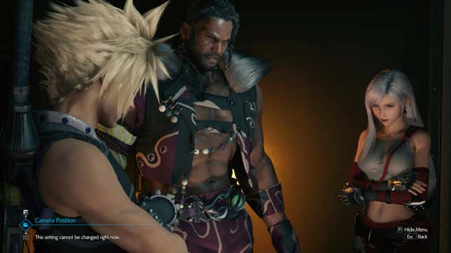 Another shot of the Barret mod alongside Cloud and Tifa.