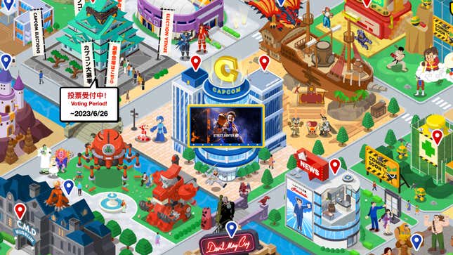 A screenshot of the Capcom Town homepage.