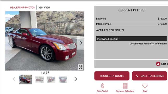 Image for article titled A Dealer Is Asking New Sports Car Money For Each Of Its Used Cadillac XLR-Vs