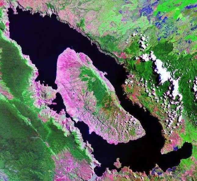 A crater lake now sits where the supervolcano erupted over 70,000 years ago.