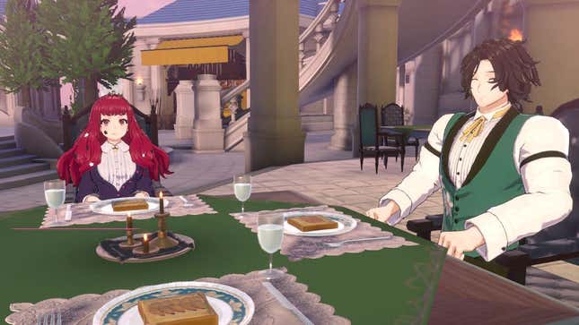 Alear has toast dinner with two companions.