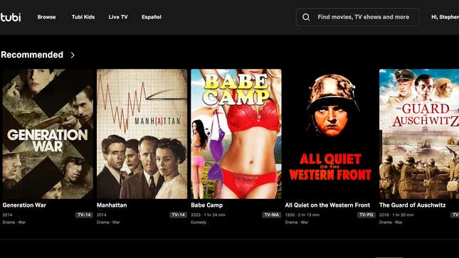 Image for article titled Why Tubi Is the Greatest Streaming Service Ever