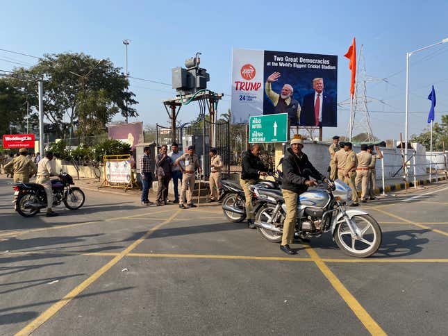 Hoardings hailing the Modi-Trump friendship are a part of Ahmedabad’s current cityscape.