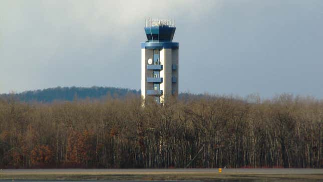 The air traffic control tower at Bradley International Airport