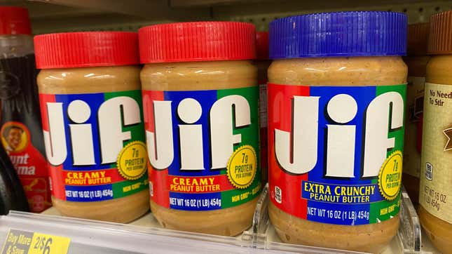 Image for article titled Throw Out These Recalled Jif Peanut Butters &#39;Immediately,&#39; FDA Says