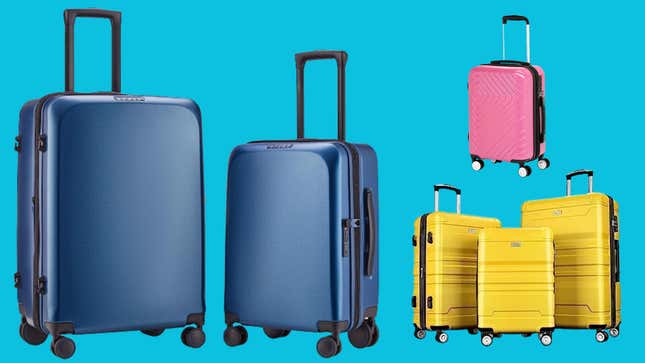 Images of three different luggage sets on sale during Prime Day