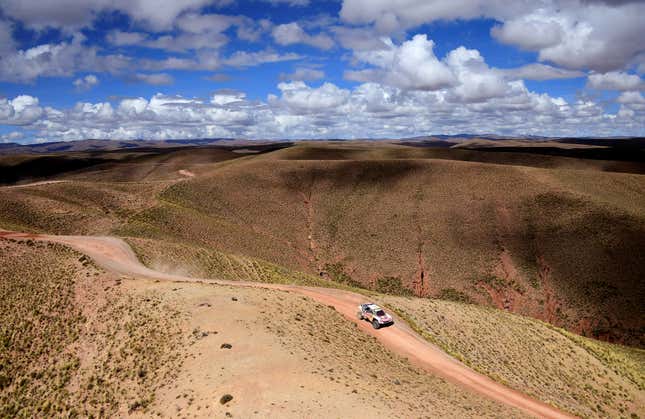 Image for article titled Photos: The epic landscape of the Dakar Rally, seen from above
