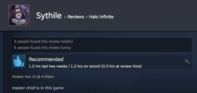 Image for article titled Halo Infinite’s Multiplayer, As Told By Steam Reviews