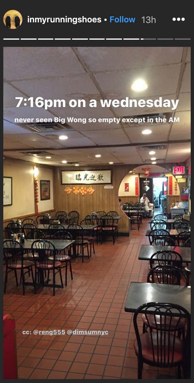 New York’s Chinese restaurants have seldom been so quiet.