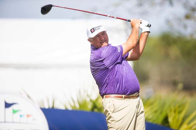 Ken Duke hits his tee shot at the first hole during the Chubb Classic Pro-Am on Wednesday, Feb. 16, 2022 at the Tibur  n Golf Club in Naples, Fla.

Ndn 20220216 Chubb Classic 0256