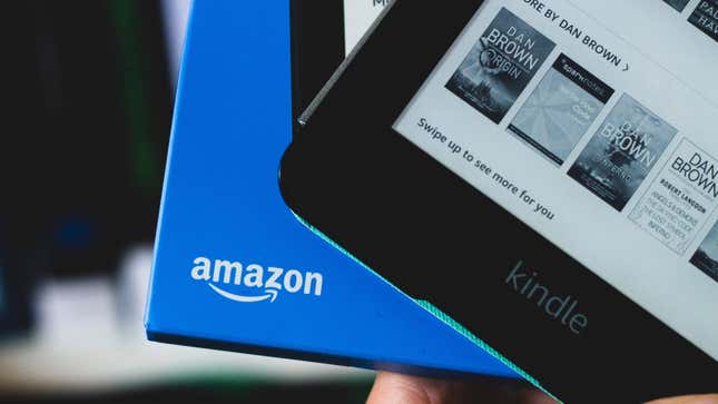 Close-up of an Amazon Kindle and its box