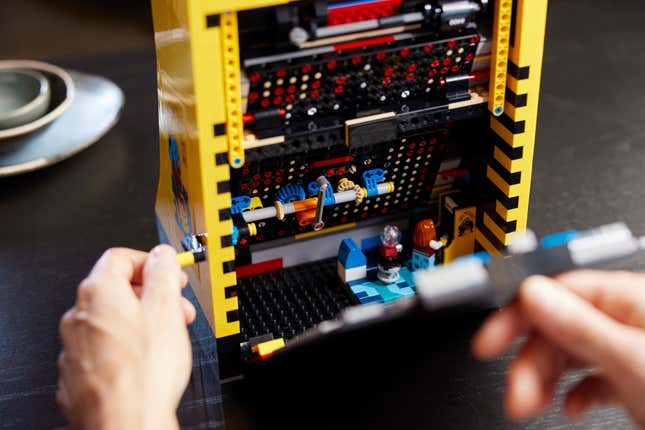 A photo of the inside of the Lego Pac-Man machine. 