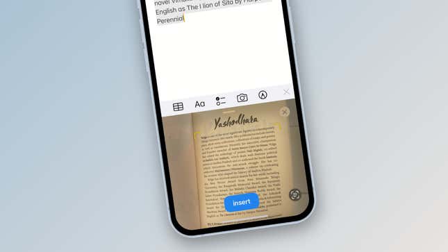 Image for article titled Your iPhone Can Scan and Copy Any Text Into a Note