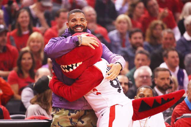 Rapper Drake attends game three of the NBA Eastern Conference Finals between the Milwaukee Bucks and the Toronto Raptors at Scotiabank Arena on May 19, 2019 in Toronto, Canada. 