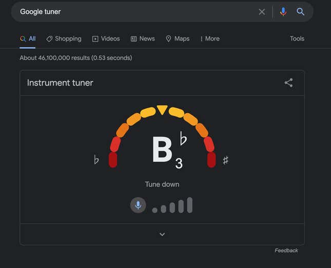 Imagen para el artículo titulado Google añade un afinador de guitarra dentro de su navegador