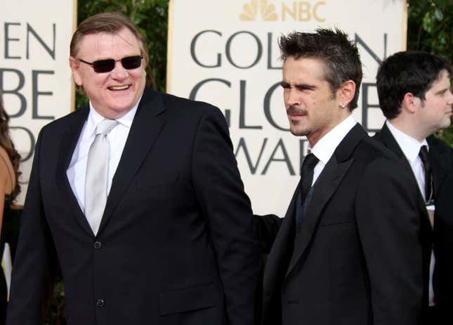 Brendan Gleesson and Colin Farrell attend the Golden Globes in 2009. 