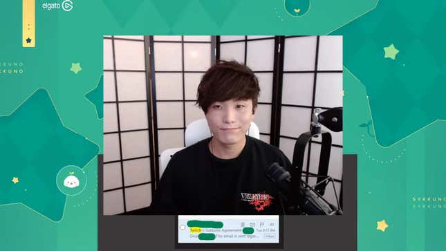 A screenshot from Sykkuno's first YouTube Gaming livestream where he talked a bit about leaving Twitch before playing some video games.