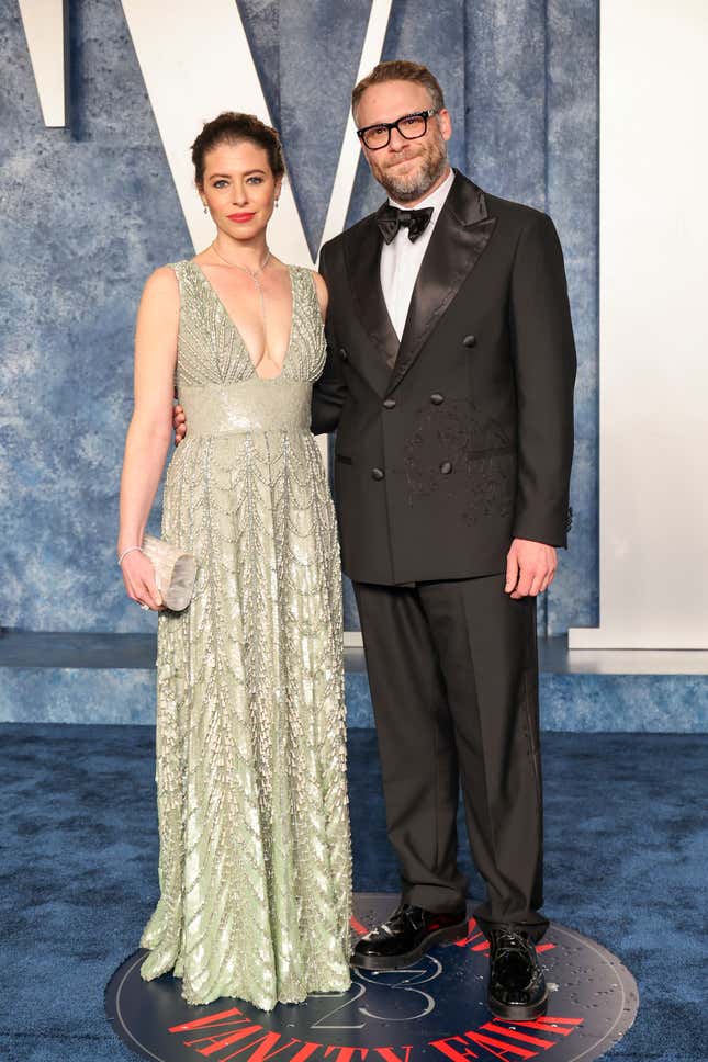 2023 Oscars Afterparties: Lauren Miller and Seth Rogan attend the 2023 Vanity Fair Oscar Party