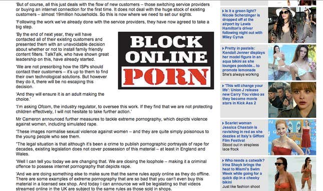 Filth-free internet: brought to you by the Daily Mail.