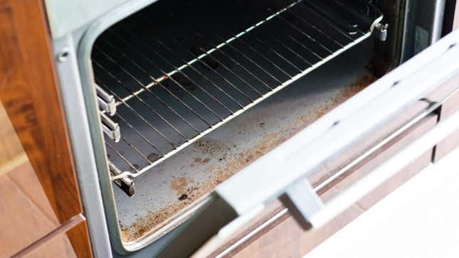 inside view of a dirty oven