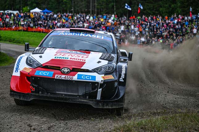 Finland’s Kalle Rovanperä (driver) and Jonne Halttunen (co-driver) in their Toyota GR Yaris Rally1