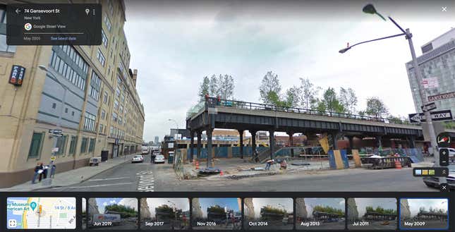 The end of the High Line in May 2009.