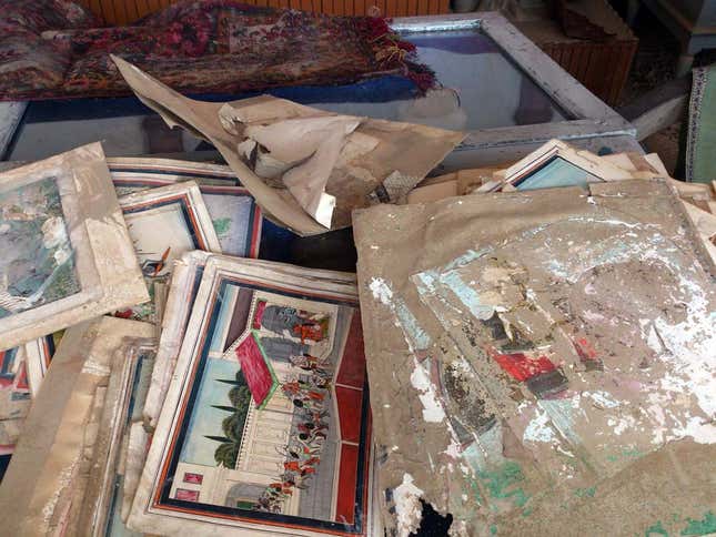 Paintings saved by Sukhjeet Singh Kukkal in the attic of the museum.