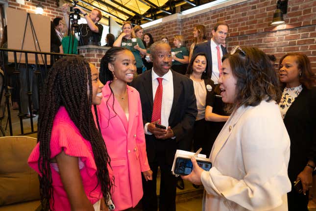 Brooke and Breanna Bennett with Rep. Grace Meng (D-NY)