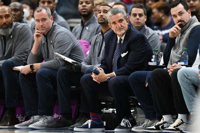 Oct 21, 2022; Washington, District of Columbia, USA; Monumental sports owner Ted Leonsis sits court  side during the first half of the game between the Washington Wizards and the Chicago Bulls  at Capital One Arena.