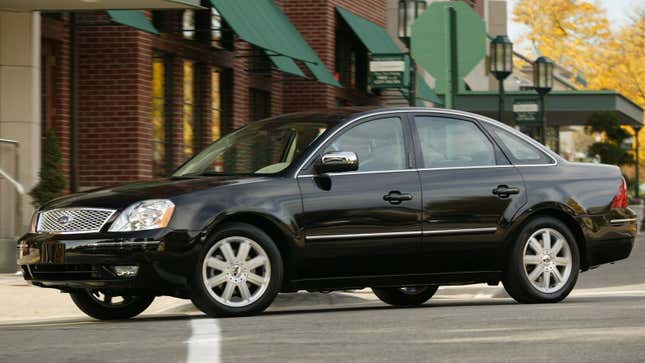A photo of a black Ford Five Hundred sedan. 