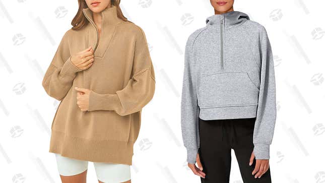 This duo are viral dupes for pricier quarter zip sweaters.