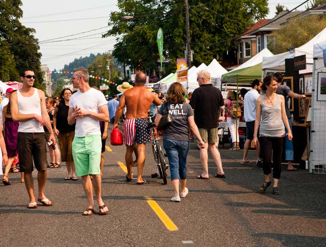 Image for article titled Most Exciting Aspect Of Street Fair Ability To Walk In Middle Of Street