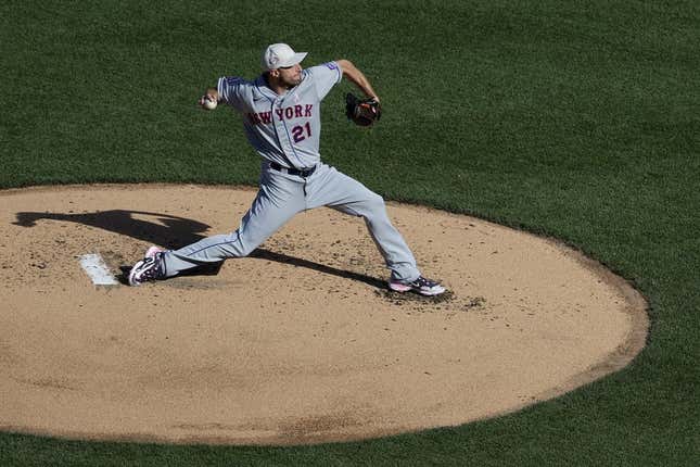 May 14, 2023; Washington, DC, USA; New York Mets starting pitcher Max Scherzer (21) throws during a game against the Washington Nationals at Nationals Park.