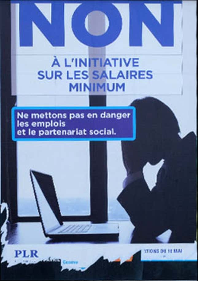 Image for article titled These are the posters trying to sway Swiss voters on a $28 hourly minimum wage